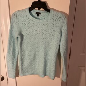 Talbots Women's Light Teal Sweater, long sleeve cowl neck, XS, cableknit